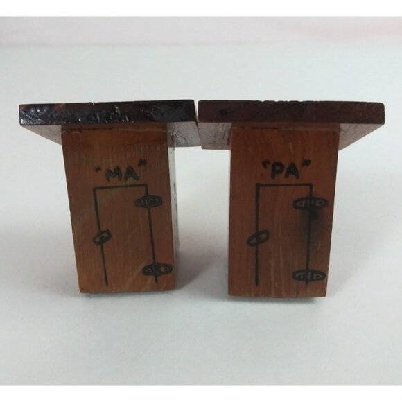 Unbranded Other - Vintage Ma & Pa Outhouse Wooden Salt & Pepper Shakers